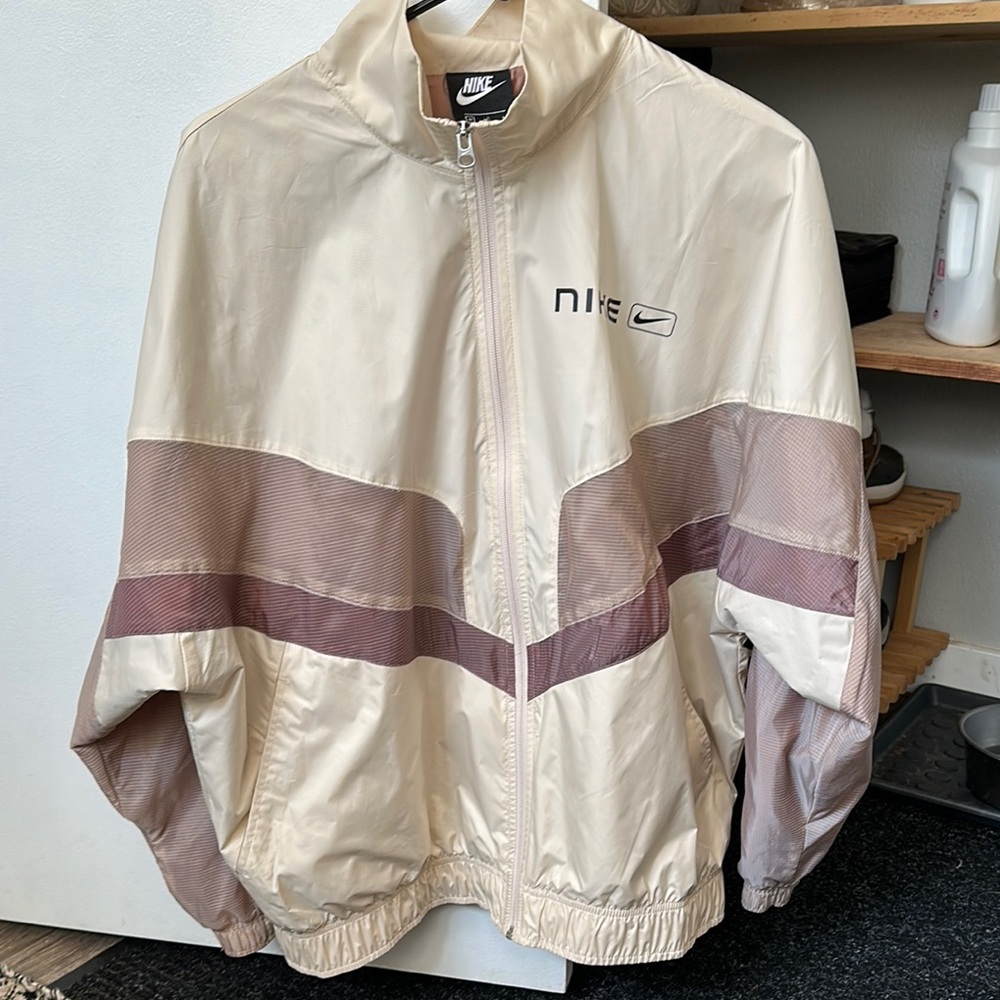 Nike Cream and Brown Windbreaker Jacket New Never Worn